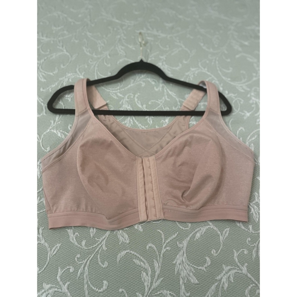 DELIMIRA Bra Womens 42E Beige Front Close Wireless Sports Mesh Full Coverage